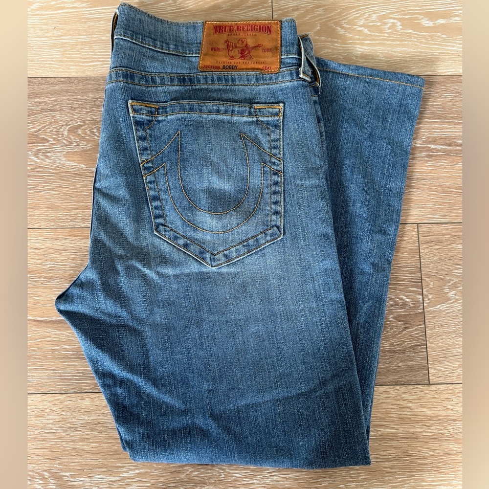 Men’s True Religion Bobby 5 Pocket Denim Jeans Pants Size 36 Made In USA